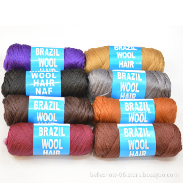 Hot sell hair  12 balls/lot  100% Acrylic 70G brazil wool braids braided hair angola black yarn brazilian wool hair